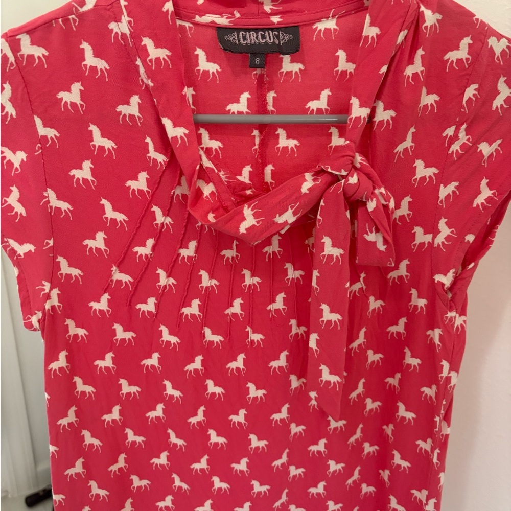 Pink Unicorn Print Women's Blouse